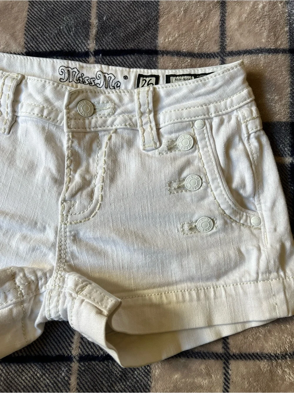 Miss Me White Denim Jean Shorts
